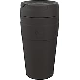 KeepCup Traveller, Reusable Travel Mug - Vacuum Insulated Stainless Steel Cup with Leakproof Sipper Lid - 16oz/454ml - Black