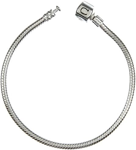 HooCharms 7.5" 925 Sterling Silver Starter Charm Bracelet with Barrel Snap Clasp