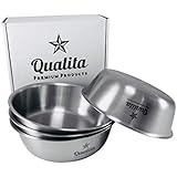 Qualita Stainless Steel Bowls Set of 4 12oz Toddler Tough Baby Safe BPA Free