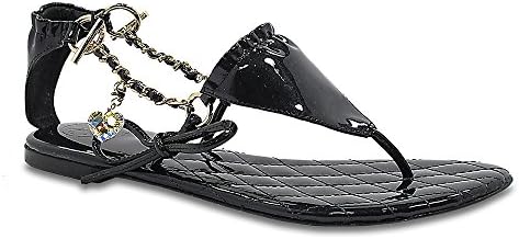Luxtrada Women's Cici Leather Bikini Sandals (8US / 38.5EU, BLACK - CICI Athena)
