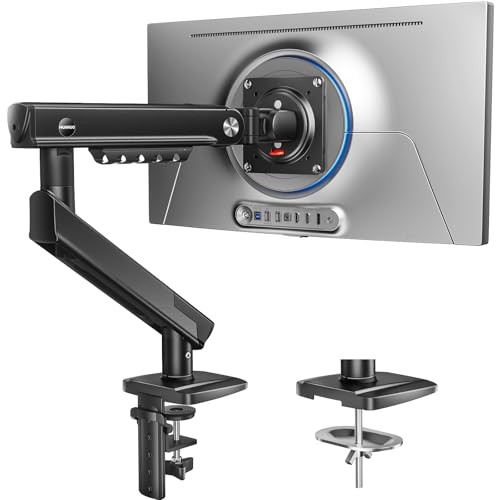 HUANUO Supporto Monitor per Schermi 13–32", Braccio Monitor MechaSpring (Inclinabile/Girevole/Rotante), FlowLift Pro Montaggio VESA senza Attrezzi, base con Morsetto a C o Passacavo, Carico Max. 9 kg