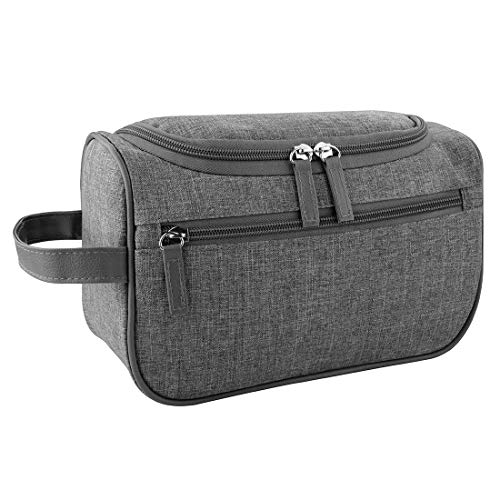 Travel Toiletry Bag - Small Portable Hanging Cosmetic Organizer for Men Women, Canvas Shaving Dopp Kit TSA Approved, Makeup, Toiletries, Shaving, Clippers and Grooming Tools, Bathroom, Shower, Gym