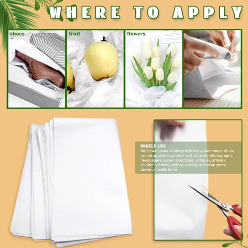 100 Sheets 24 x 36 Inch Translucent Acid Free Archival Tissue Paper, Unbuffered No Acid Paper, White No Lignin Free Packing Tissue Paper for Storage, Gift Bags, Preserving Clothing Storage Textiles