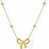 Carrylush Pendant Snake Chain Necklace for Women gold trendy necklace for womens Dainty Cute Jewellery Minimalist Tarnish-Free Daily Wear Gift for Her Dainty Cute Jewelry gold trendy necklace (Gold Bow)