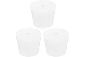 MECCANIXITY Silicone Rubber Tapered Plug 36mm to 45mm Solid Test Tubes Bungs Stopper with Hole White for Lab Home 3 Pieces