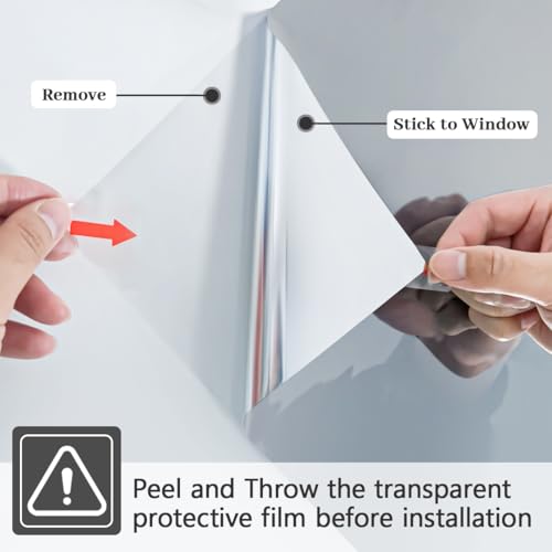 Zindoo Anti-Glare Window Film Anti Heat Good Mirror Effect with Installation Kit 40 x 200 cm Anti-UV Privacy Protection Sun Protection for Windows Home Office Store