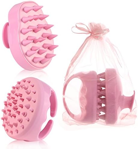 ACRATO Shampoo Scalp Massage Brush included Hair Scalp Brush and Cellulite Massager for Hair Scalp Health and Cellulite Treatment - used as Bath Brush and Scalp Massage Tool Pink