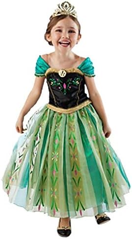Callabero@ Kids Girls Princess Anna Elsa Deluxe Girl's Costume Enchanting Party Dress (100cm Fit 3-4T)