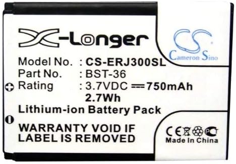 Cameron Sino 750mAh / 2.78Wh Li-ion High-Capacity Replacement Batteries for Sony Ericsson J300i, J300, J300a, fits Sony Ericsson BST-36