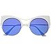 zeroUV Womens Oversized Half Frame Semi-Rimless Flat Lens Round Cat Eye Sunglasses 51mm (White-Gold/Ice)