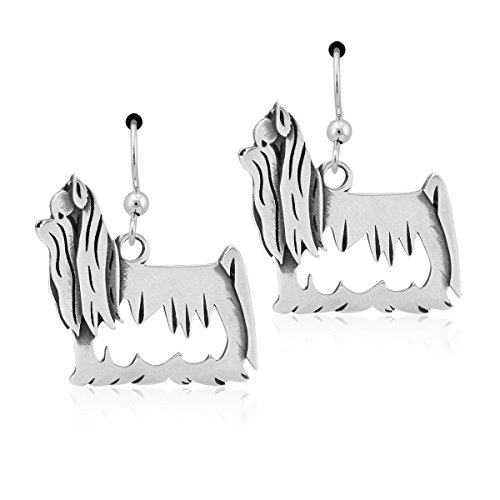 Sterling Silver Earrings with Show Trimmed Yorkie