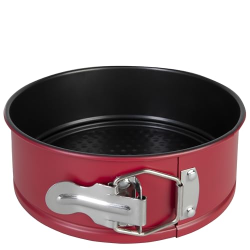 wenco Mini moule à charnière de 18 cm de diamètre, idéal pour les petits gâteaux, revêtement antiadhésif de haute qualité, en acier robuste, résistant à la chaleur, rouge élégant, facile à nettoyer