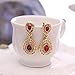 OUFO Jewelry Sets for Women Gold Plated Necklaces and Earrings Crystal Teardrop Pendant Girls Charm Elegant Red Stone Necklace Set (2240)