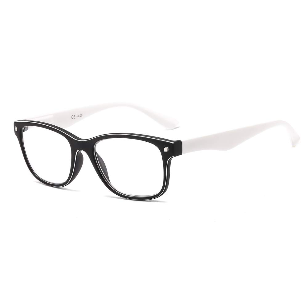 Suertree Reading Glasses, Spring Hinge Computer Glasses Aid Eyewear Women Men Retro Clear Lens Muti Frame Glasses 2.0X JH244