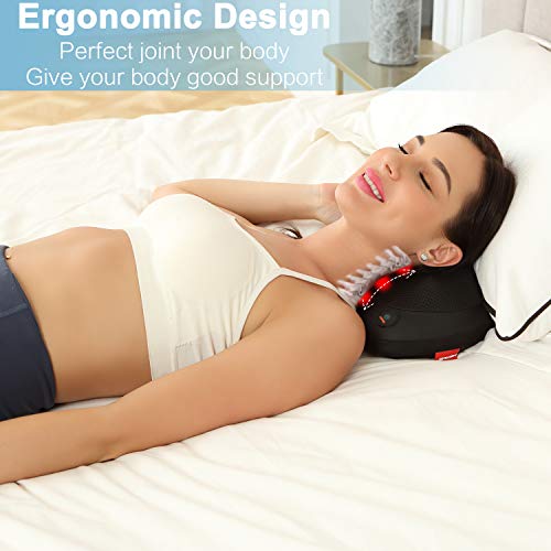 Neck Massager Pillow with Heat - Shiatsu Back and Shoulder Massager with Deep Tissue Kneading, Electric Back Massage for Full Body, Relaxation at Home, Car & Office