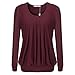 Simier Fariry Women's Long Sleeve Scoop Neck Tunic Pleated Front Blouse