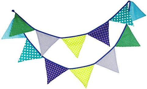 12 Flags 3.2m Pirate Theme Cotton Fabric Bunting Pennant Flags Banner Garland Wedding/Birthday/Baby Shower Party Decoration