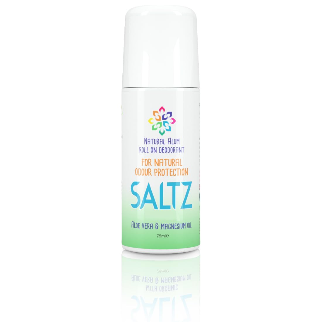 Green Bear - SALTZ Natural Deodorant Crystal ROLL-ON -100% Natural Ingredients, Fragrance Free, Vegan & Cruelty Free, Unisex for Adults & kids - 75ml