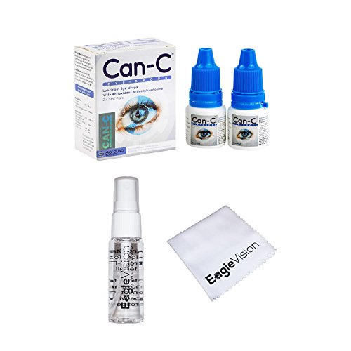 Can-C Eye Drops 2 x 5ml Vials with Eagle Vision Lens Cleaner Bundle