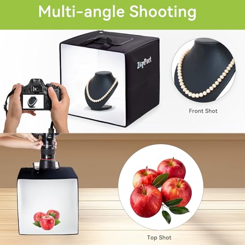 Photo Light Box Photography - 40x40cm (16"x16") Photo Studio Lightbox with 120 LED Lights & 6 Backdrops for Jewelry and Small Items Product Photography
