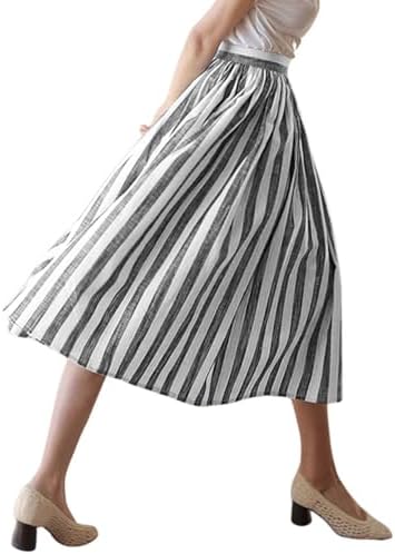 Stateside Women's Puckered Stripe Double Slit Maxi Skirt, Navy