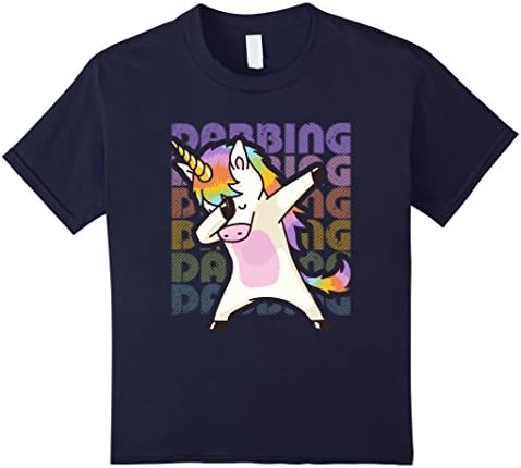 Kids Dabbing Unicorn Kids Shirt Girls Dab Hip Hop Magic Rainbow 8 Navy