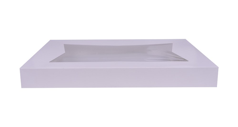 southern champion tray 24253 paperboard white window bakery box top (bottom sold separately), 26-1/2" length x 18-5/8" width x 3" height (case of 50)