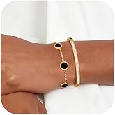 KSF Womens Gold Floral Bracelet Stack - 18K Gold Plated Stackable Bracelets Bangles Jewelry Set, Stainless Steel Non Tarnish Lucky Four Leaf Cubic Zirconia Bracelets, Trendy Birthday Gifts for Women