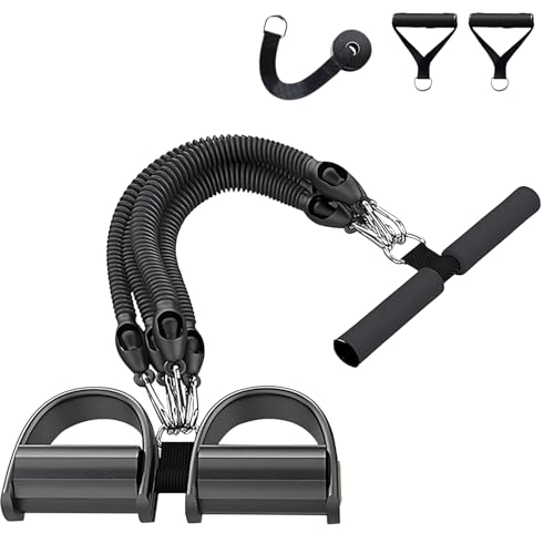 FUNFLEX Resistance Band Set 45 kg Sit-Up Training Device with Rubber Handles, Foot Pedal and Door Anchor - Fitness Expander for Home, Home Gym, Muscle Training, Strength Training, Resistance Band