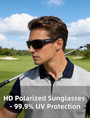 PUKCLAR Polarised Sports Sunglasses for Men Women - Lightweight TR90 Frame, UV400 Protection, Spring Hinges for Driving Cycling Running