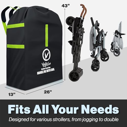 V VOLKGO Large Stroller Bag for Airplane, Large Cover for Airtravel, Jogger & Umbrella Stroller Cover for Travel - Fits Wide, Gate Check Bag, Heavy Duty Durable Infant carrier covers for Air Travel