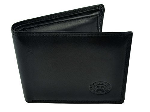 Mens Quality Soft Leather Wallet by London Leather Goods Trifold Stylish (Black), One Size
