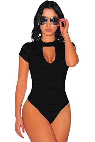 Women-Shaperwear-Top-Peep-Hole-Choker-Party-Bodysuit-Romper