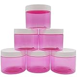 Slime Containers with Lids 6 ounce [PERFECT SLIME CONTAINERS, NO BPA's SAFE FOR KIDS] Small Plastic Storage Jars Screw Tops, Clear Pink [FOR ANY SLIME MAKER] …