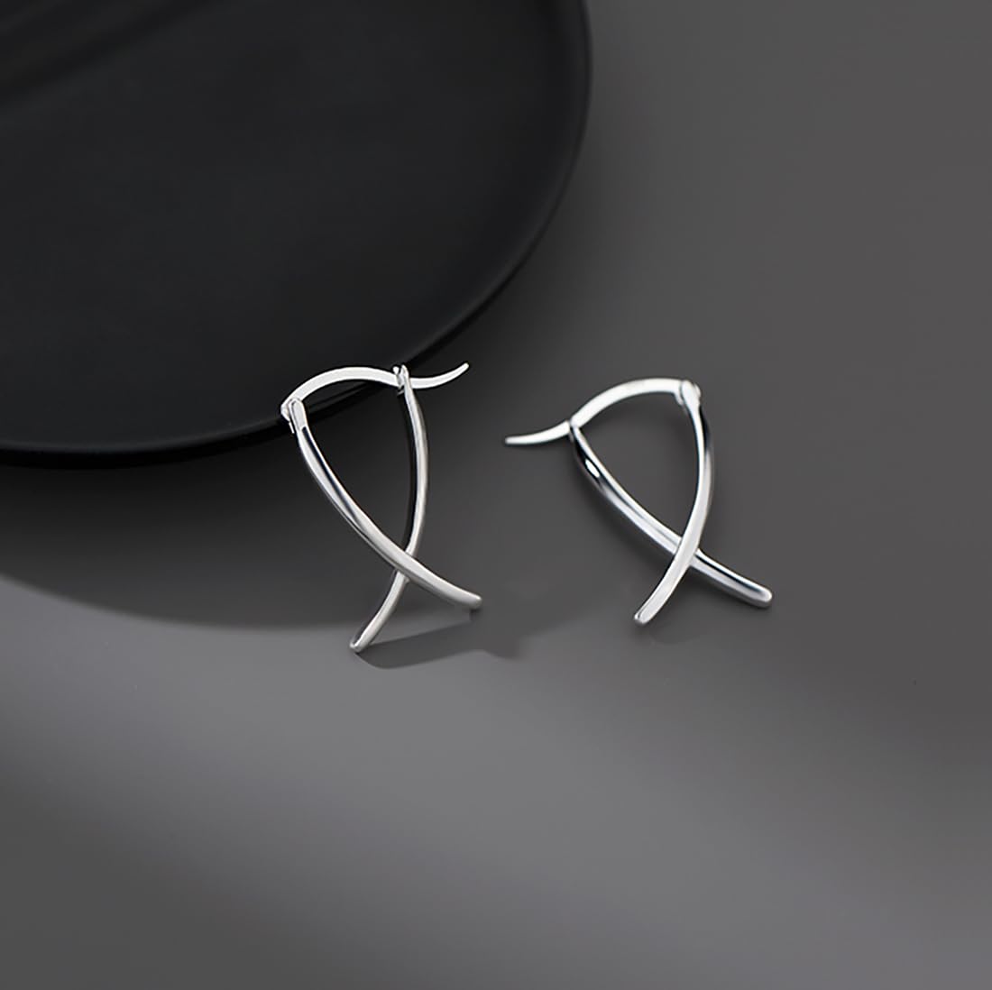 SLUYNZ 925 Sterling Silver X Hoop Earrings for Women Teens Minimalist Hoop Earrings Huggie