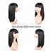 HAIRWAY Black Long Straight Wig for Women 14 Inch 50% Human Hair Wigs with Bangs for Daily Party Use