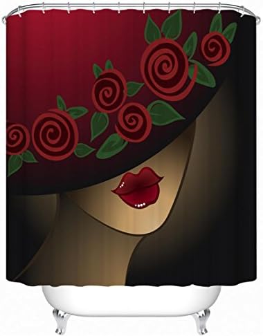 GYMNLJY 3D Red lips Polyester Shower curtain Bathroom Decoration Thickened Waterproof mildew Semi shade curtain , 200180cm