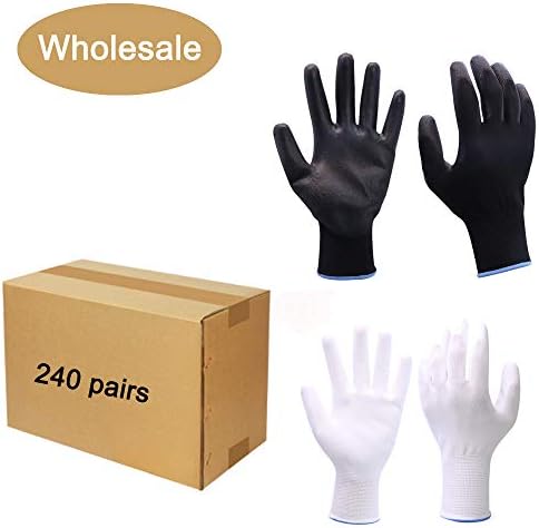 Black Pu Coated Working gloves 240 Pairs Thin Breathable Grip Work Glove