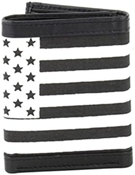 RFID Leather Trifold Wallet With American Flag Print (White)