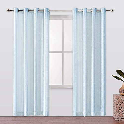 Compare Price light blue faux silk curtains on