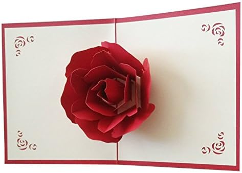 Greeting Cards,ABBER Creative 3D Big Rose Pop UP Greeting Card Fantastic Flower Card Christmas Thanksgiving Birthday Anniversary Wedding Love Gifts Origami &amp; Kirigami Papercraft Cards. (Pack of 2)