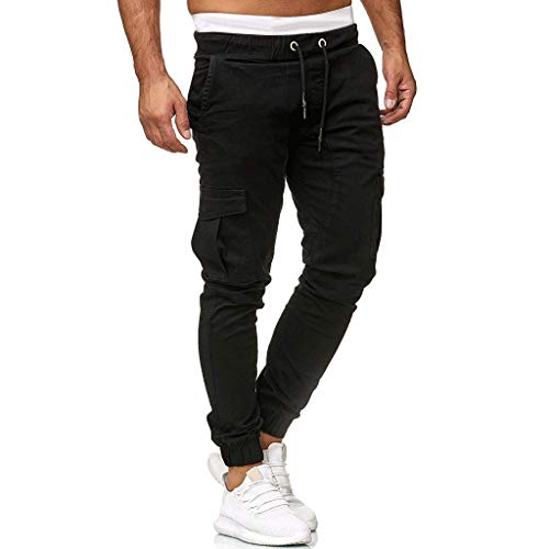 LISTHA Zipper Pocket Sports Pants Mens Personal Elastic Smallfoot Trousers D Black
