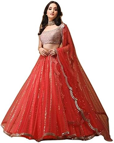 Siddharth Fab women's Embroidered Red Colour Semi Stitched lehengas, lehenga choli(RED 01_Free_Size)