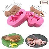 Bozoa(2Pcs) Baby Cake Fondant Mold for Cake Decoration Chocolates Candy Soap Making 3D Sleeping Baby Silicone Molds Polymer Clay Mold Cupcake Decoration