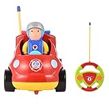 FunsLane Cartoon Fire Truck Toy RC Radio Control Car with Music and Light for Kids