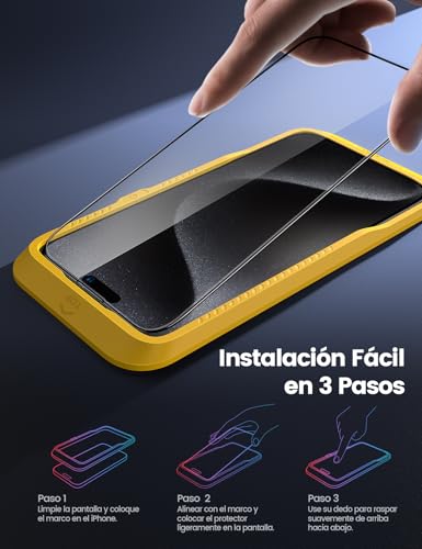 Lamicall Mica para iPhone 16 Pro Max - [Top 9H Película de Vidrio Templado], Marco de Instalación Fácil, 0 Burbujas, AntiHuellas, Protector de Pantalla para iPhone 16 Pro Max (6.9") - 2 Piezas