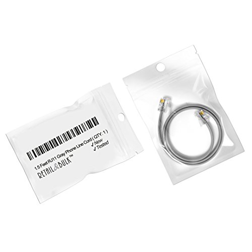 image for RetailAndBulk 1.5 Feet Premium Quality Telephone Cable, RJ11 Male to M