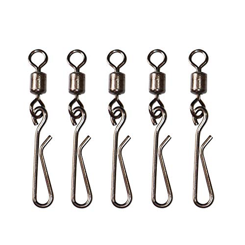 30 Stück Angelwirbel mit hängendem Schnappverschluss aus Edelstahl Rolling Ball Barrel Swivel mit Sicherheitsnaps…