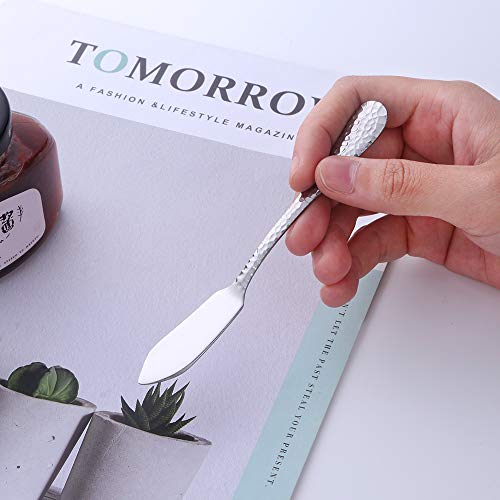 BUY&USE 12 PCS 5.3 Inch Butter Knives Cheese Spreaders Stainless Steel hammered surface Silverware Dinnerware Set for Butter Sandwiches Cheese Breakfast