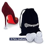 Stargoods High Heel Protectors for Shoes, Heart Shaped Stoppers for Walking on Grass, Clear - 10 Pairs, Medium Size